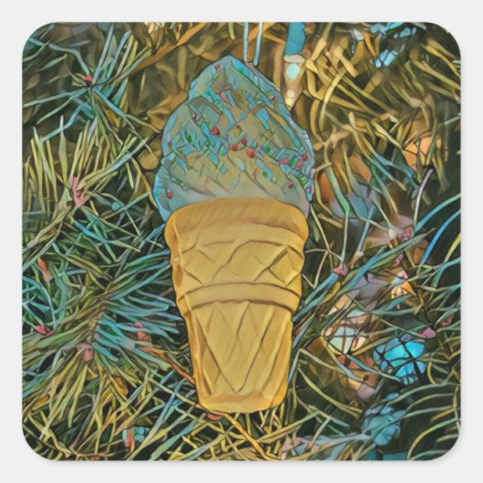 Eiscreme-Sprinklen Quadratischer Aufkleber (Vorderseite)
