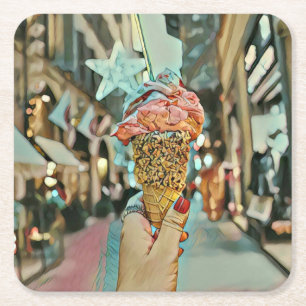 Eiscreme-Sprinklen Rechteckiger Pappuntersetzer