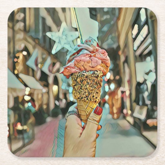Eiscreme-Sprinklen Rechteckiger Pappuntersetzer (Vorderseite)