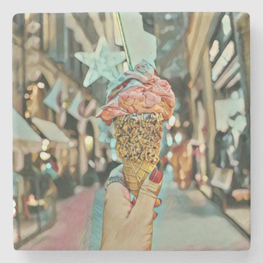 Eiscreme-Sprinklen Steinuntersetzer (Vorderseite)