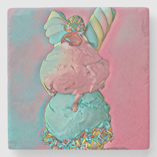 Eiscreme-Sprinklen Steinuntersetzer (Vorderseite)