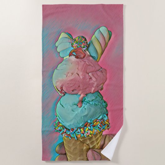 Eiscreme-Sprinklen Strandtuch (Vorderseite)