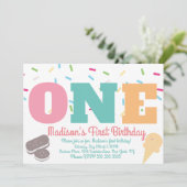 Eiscreme Sprinkles Pastel Girls Geburtstagsparty Einladung (Stehend Vorderseite)