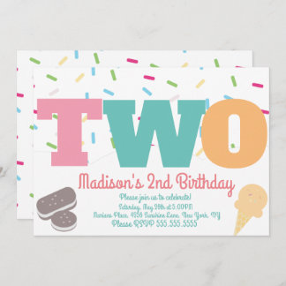 Eiscreme Sprinkles Pastel Girls Geburtstagsparty Einladung