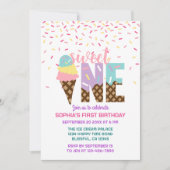 Eiscreme & Sprinkles Sweet One 1. Geburtstag Einladung (Vorderseite)