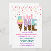 Eiscreme & Sprinkles Sweet One 1. Geburtstag Einladung (Vorne/Hinten)