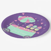 Eiscreme Stand Confetti Geburtstagspartei Lila Pappteller (Schrägansicht)