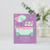 Eiscreme Stand Confetti Geburtstagspartei Lila Postkarte (Stehend Vorderseite)