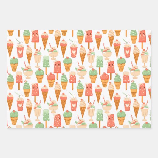 Eiscreme-Stars-Umschlagpapier Set 3 Geschenkpapier Set (Vorderseite)