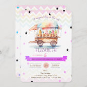 Eiscreme Stars Zigzag Einladung zum Geburtstag (Vorne/Hinten)