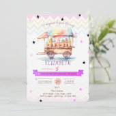 Eiscreme Stars Zigzag Einladung zum Geburtstag (Stehend Vorderseite)