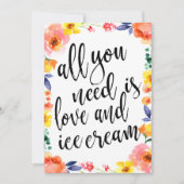 Eiscreme-Station erschwingliches Blumenschild Einladung (Vorderseite)