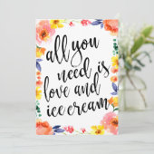 Eiscreme-Station erschwingliches Blumenschild Einladung (Stehend Vorderseite)