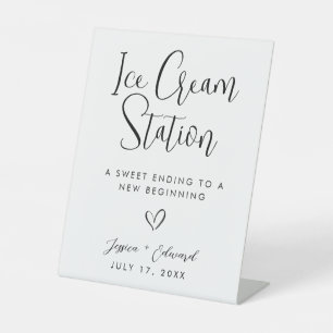 Eiscreme-Station Modernes, minimalistisches Schwar Sockelschild