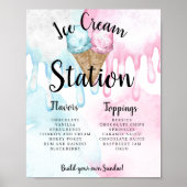 Eiscreme-Station-Zeichen für Gender-Offenbarung. Poster (Vorne)