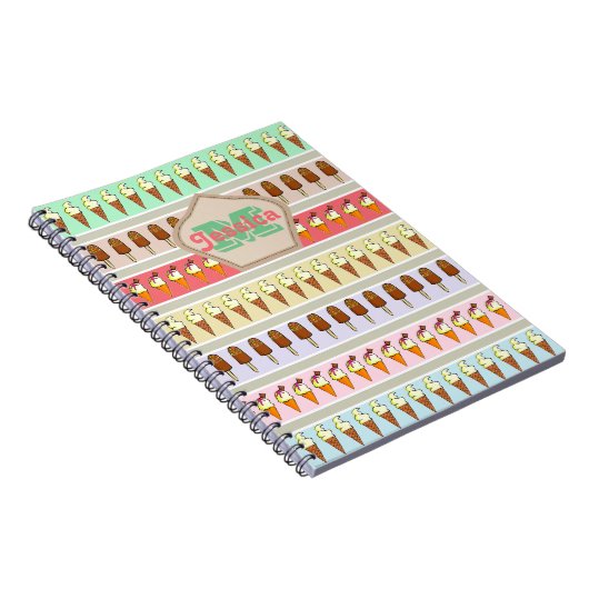 Eiscreme Streifen Personalisiert Notizblock (Rechte Seite)