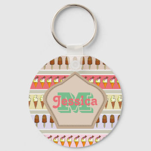 Eiscreme Streifen Personalisiert Schlüsselanhänger