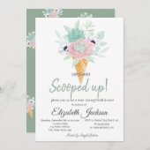 Eiscreme Succuents Blume Brautparty Einladung (Vorne/Hinten)