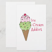 Eiscreme-Süchtiger Briefpapier (Vorne/Hinten)