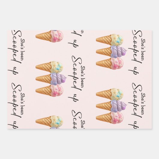 Eiscreme Summer Scoopup Brautparty Gefallen Geschenkpapier Set (Vorderseite)