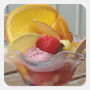 Eiscreme Sundae-Aufkleber Quadratischer Aufkleber