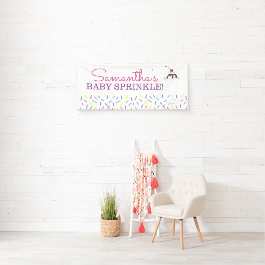 Eiscreme Sundae Baby Sprinkle Custom Banner (Insitu)