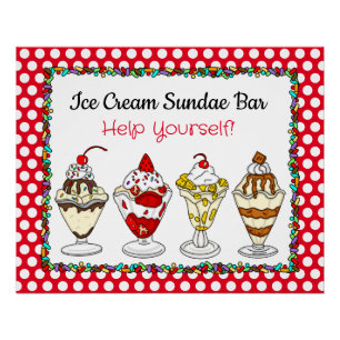 Eiscreme Sundae Bar Baby Dusche oder Hochzeit Poster
