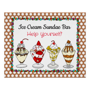 Eiscreme Sundae Bar Baby Dusche oder Hochzeitspost Poster