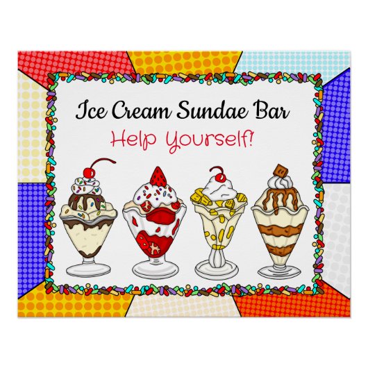 Eiscreme Sundae Bar Baby Dusche oder Hochzeitspost Poster (Vorderseite)