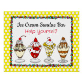 Eiscreme Sundae Bar Baby Dusche oder Hochzeitspost Poster (Vorderseite)