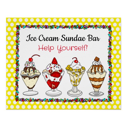 Eiscreme Sundae Bar Baby Dusche oder Hochzeitspost Poster (Vorderseite)