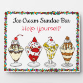 Eiscreme Sundae Bar | Hochzeitszeichen oder Babydu Fotoplatte (Vorderseite)