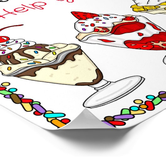 Eiscreme Sundae Bar | Hochzeitszeichen oder Babydu Poster (Ecke)