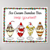 Eiscreme Sundae Bar | Hochzeitszeichen oder Babydu Poster (Vorne)