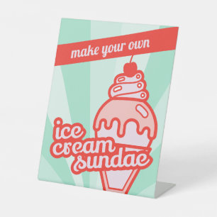 Eiscreme-Sundae-Bar-Tischschild zum Selbermachen Sockelschild