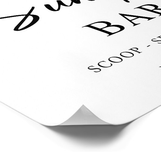 Eiscreme Sundae Bar Wedding Sign Poster (Ecke)