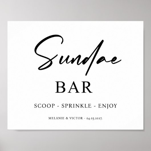 Eiscreme Sundae Bar Wedding Sign Poster (Vorne)