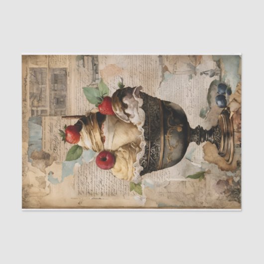 Eiscreme Sundae Collage Decoupage Seidenpapier (Vorderseite)