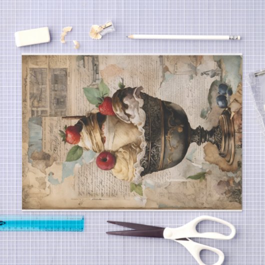 Eiscreme Sundae Collage Decoupage Seidenpapier (Handwerk)