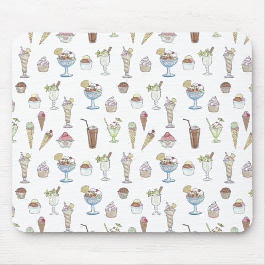 Eiscreme Sundae Collage Niedliches Muster Mousepad (Vorne)