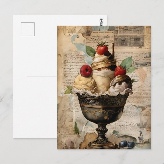 Eiscreme Sundae Collage Postkarte (Vorne/Hinten)