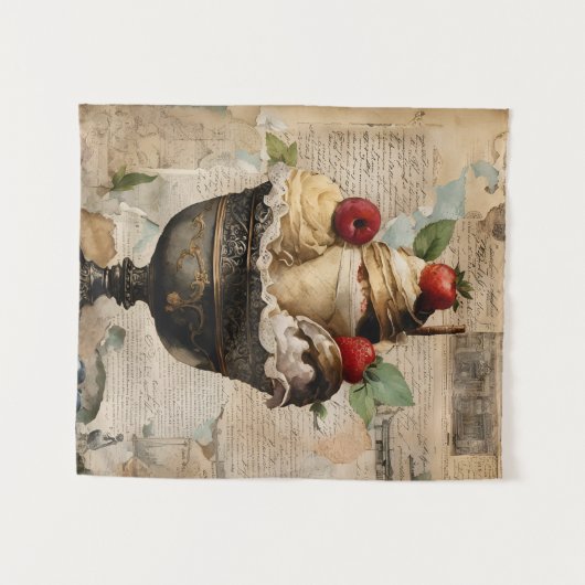 Eiscreme Sundae Collage Wandteppich (Vorderseite (Horizontal))