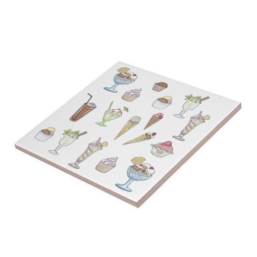 Eiscreme Sundae Collage White Fliese (Seite)