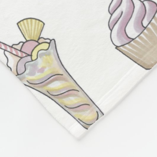 Eiscreme Sundae Desserts Muster Weiß Fleecedecke (Ecke)