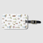 Eiscreme Sundae Desserts Muster Weiß Gepäckanhänger (Vorderseite (Horizontal))