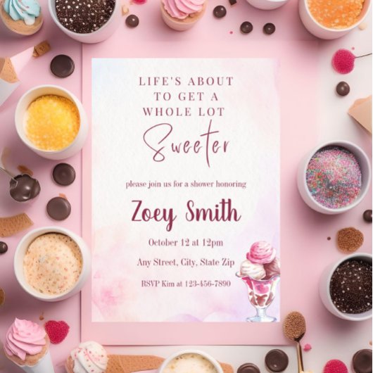 Eiscreme Sundae Dusche Einladung