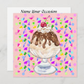 Eiscreme Sundae Einladung (Vorne/Hinten)