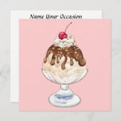 Eiscreme Sundae Einladung (Vorne/Hinten)