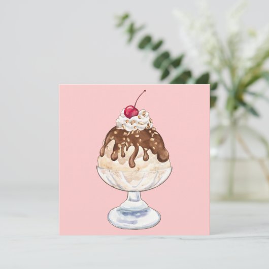 Eiscreme Sundae Einladung (Stehend Vorderseite)