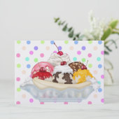 Eiscreme Sundae Einladung (Stehend Vorderseite)